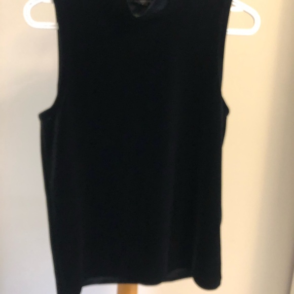 Black velvet sleeveless mock neck top, small. Matching pants sold separately - Picture 3 of 5